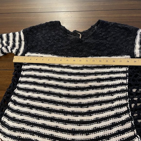 Free People Women's French Creek Sweater striped XS black cream knit - Picture 8 of 14